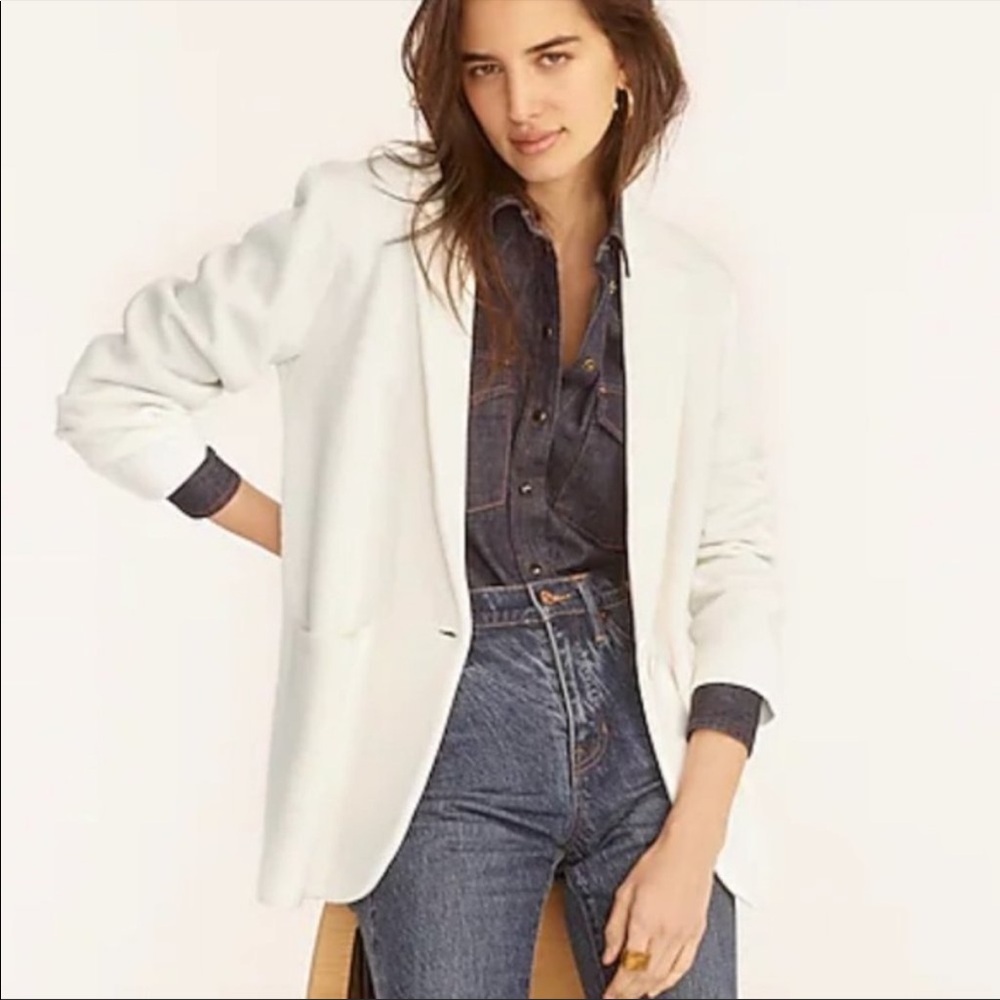 J crew relaxed Cecile blazer sweater jacket coat cardigan Heather dove small